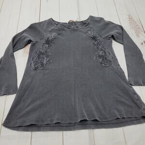 Soft Surroundings waffle thermal knit long gray tunic top flowy large cotton